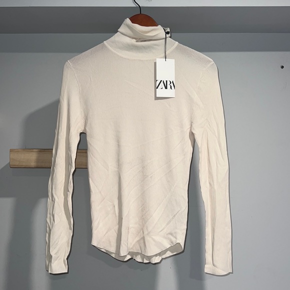 Zara cream‎ beige turtle neck long sleeve top Nwt - Picture 1 of 3